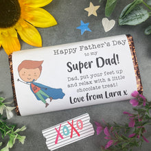 Load image into Gallery viewer, Happy Father's Day Super Dad Personalised Chocolate Bar