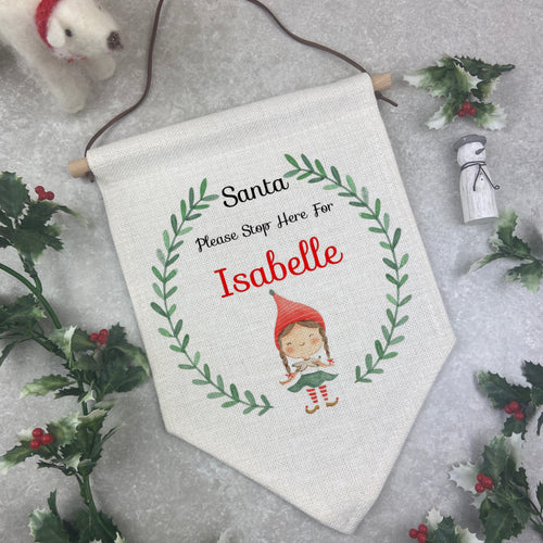 Personalised Santa Stop Here Sign - Elf Boy / Elf Girl-The Persnickety Co