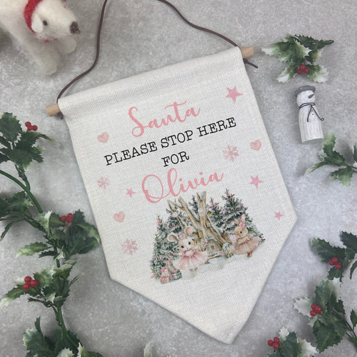 Personalised Santa Stop Here Sign - Ballerina Bunny-The Persnickety Co