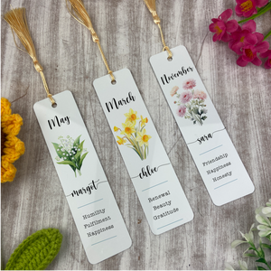 Birth Flower Personalised  Bookmark