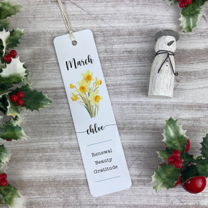 Birth Flower Personalised  Bookmark