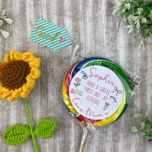 Load image into Gallery viewer, First Day Of School Personalised Rainbow Lollipop

