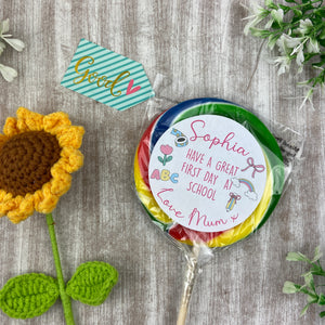 First Day Of School Personalised Rainbow Lollipop