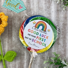 Load image into Gallery viewer, First Day Of School Personalised Rainbow Lollipop
