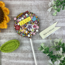 Load image into Gallery viewer, Personalised Back To School Belgian Chocolate Lollipop
