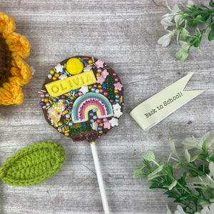 Personalised Back To School Belgian Chocolate Lollipop