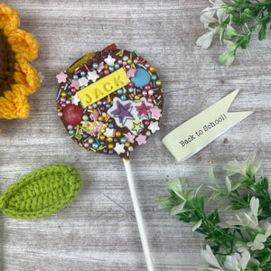 Personalised Back To School Belgian Chocolate Lollipop