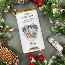 Load image into Gallery viewer, Personalised Rabbit &amp; Robin Christmas Chocolate Bar,
