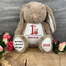 Load image into Gallery viewer, Personalised First Valentine Bunny Teddy

