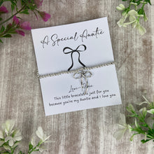 Load image into Gallery viewer, Whimsical Bow Beaded Bracelet - A Special Auntie Bracelet
