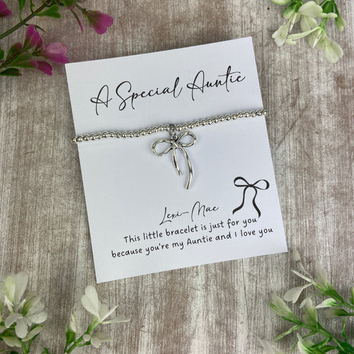 A Special Auntie Bracelet – Whimsical Bow Beaded Bracelet-The Persnickety Co