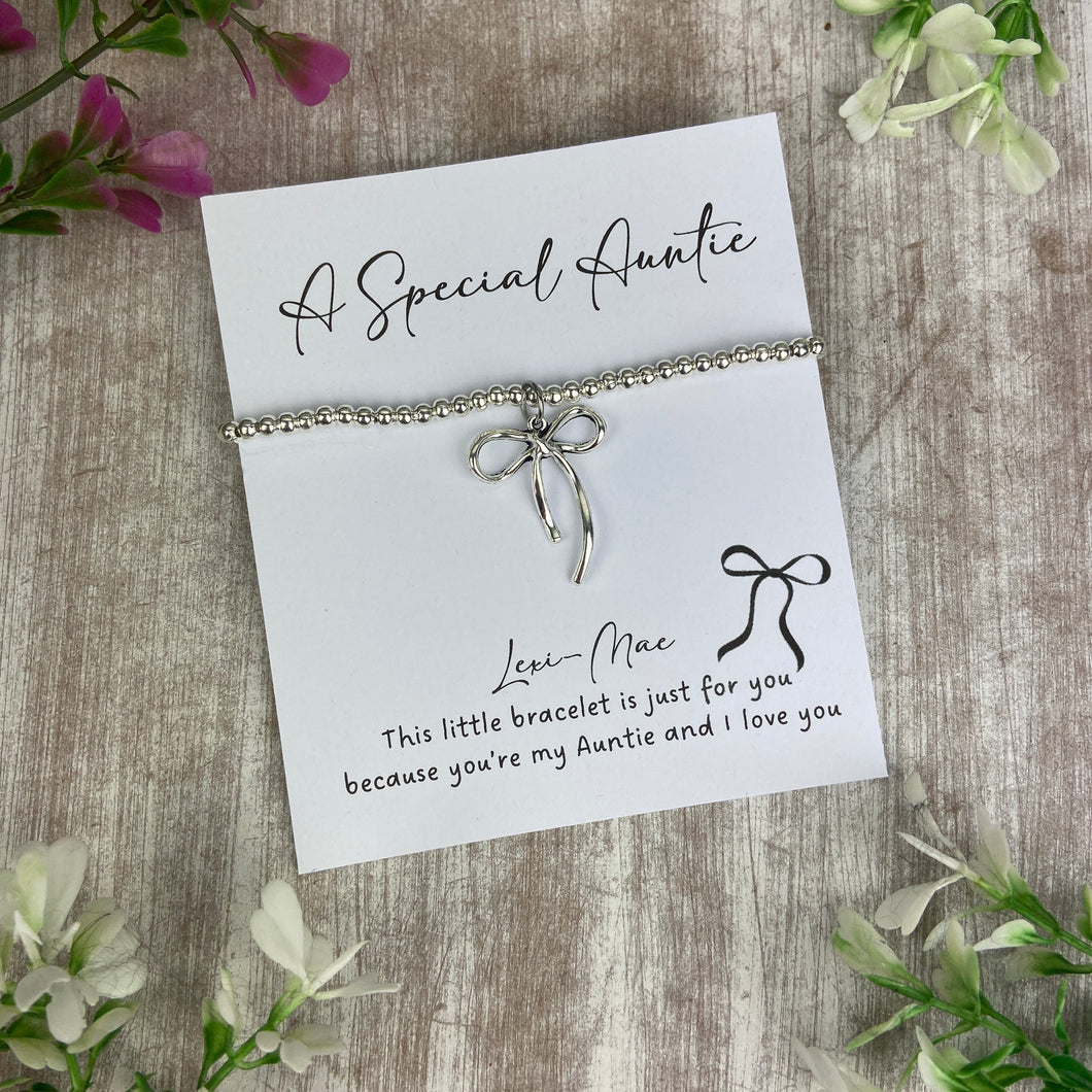 A Special Auntie Bracelet – Whimsical Bow Beaded Bracelet-The Persnickety Co