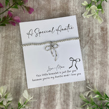 Load image into Gallery viewer, A Special Auntie Bracelet – Whimsical Bow Beaded Bracelet
