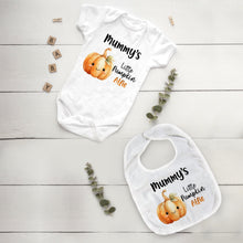 Load image into Gallery viewer, Mummy&#39;s Little Pumpkin Baby Vest &amp; Bib
