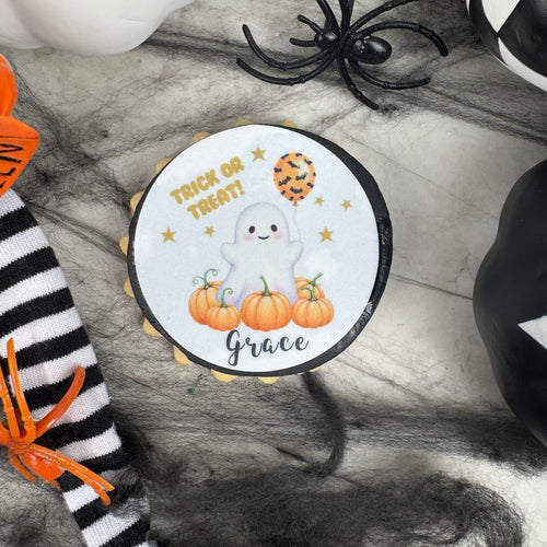 Personalised Cute Ghost Halloween Biscuit-The Persnickety Co