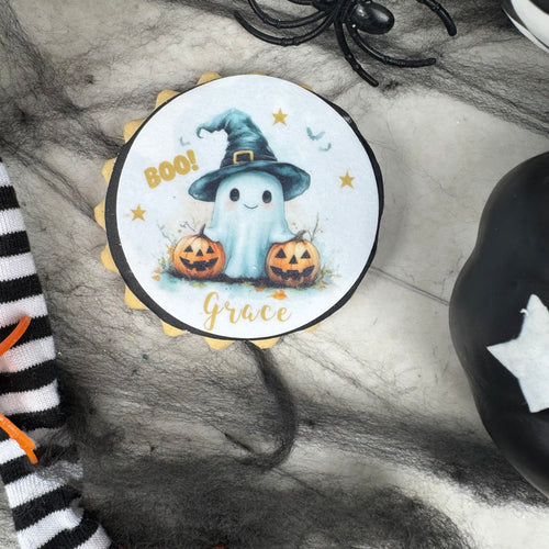 Personalised Spooky Cute Ghost Halloween Biscuit-The Persnickety Co