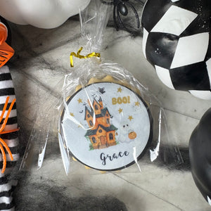Personalised Halloween Haunted House Biscuit