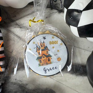 Personalised Halloween Haunted House Biscuit