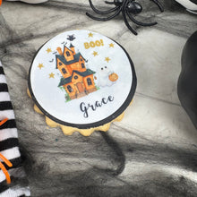 Load image into Gallery viewer, Personalised Halloween Haunted House Biscuit
