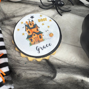 Personalised Halloween Haunted House Biscuit