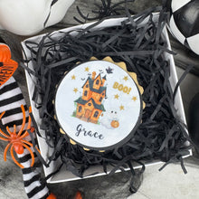 Load image into Gallery viewer, Personalised Halloween Haunted House Biscuit
