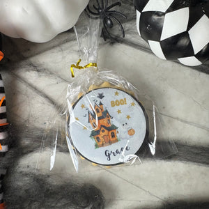 Personalised Halloween Haunted House Biscuit