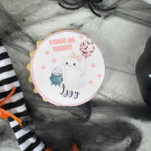 Load image into Gallery viewer, Personalised Halloween Ghost Biscuit-The Persnickety Co
