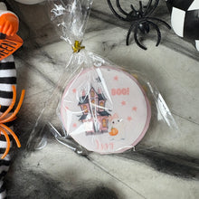 Load image into Gallery viewer, Personalised Halloween Pink Haunted House Biscuit
