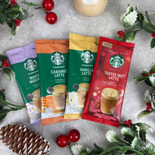 Load image into Gallery viewer, Personalised Christmas Coffee Gift Box – Starbucks Coffee Sachets &amp; Gingerbread Men Biscuits
