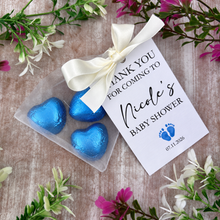 Load image into Gallery viewer, Personalised Baby Shower Favours - 3 x Heart Chocolates
