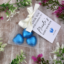 Load image into Gallery viewer, Personalised Baby Shower Favours - 3 x Heart Chocolates

