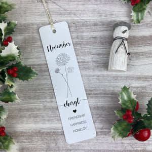 Personalised Birth Flower Bookmark