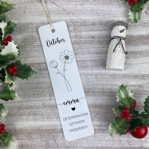 Personalised Birth Flower Bookmark