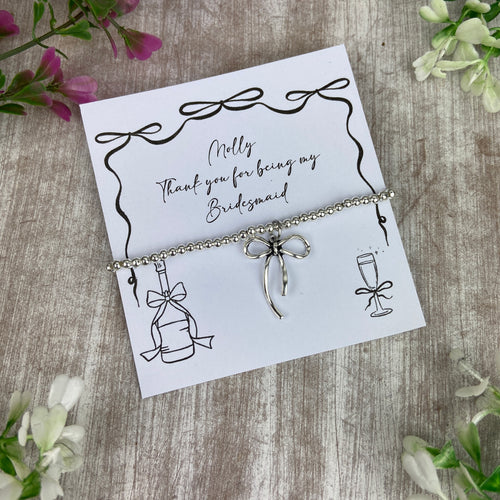 Whimsical Bow Thank You Bridesmaid Bracelet-The Persnickety Co
