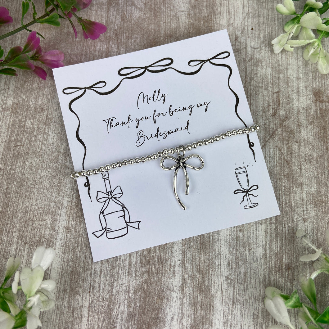 Whimsical Bow Thank You Bridesmaid Bracelet-The Persnickety Co