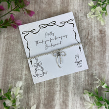Load image into Gallery viewer, Whimsical Bow Thank You Bridesmaid Bracelet
