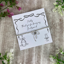 Load image into Gallery viewer, Whimsical Bow Thank You Bridesmaid Bracelet

