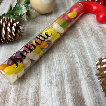Load image into Gallery viewer, Personalised Candy Cane Tube with Jelly Beans
