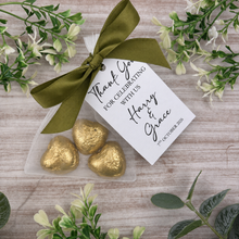 Load image into Gallery viewer, Personalised Wedding Chocolate Favours - 3 Heart Chocolates
