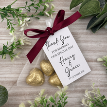 Load image into Gallery viewer, Personalised Wedding Chocolate Favours - 3 Heart Chocolates
