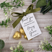 Load image into Gallery viewer, Personalised Wedding Chocolate Favours - 3 Heart Chocolates

