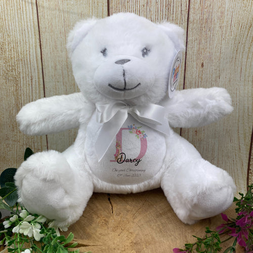 Personalised Christening Soft Teddy-The Persnickety Co