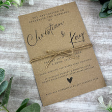Load image into Gallery viewer, Rustic Kraft Wedding Invitations with Twine
