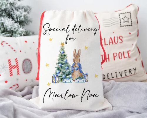 Christmas Rabbit Personalised Santa Sack-The Persnickety Co