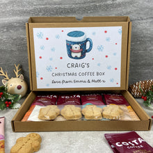 Load image into Gallery viewer, Personalised Christmas Coffee Letterbox Gift – Costa Coffee Sachets &amp; Gingerbread Men Biscuits
