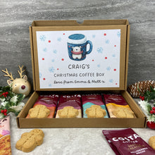 Load image into Gallery viewer, Personalised Christmas Coffee Letterbox Gift – Costa Coffee Sachets &amp; Gingerbread Men Biscuits
