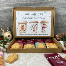 Load image into Gallery viewer, Personalised Teacher Christmas Coffee Gift Box – Costa Coffee Sachets &amp; Gingerbread Biscuits
