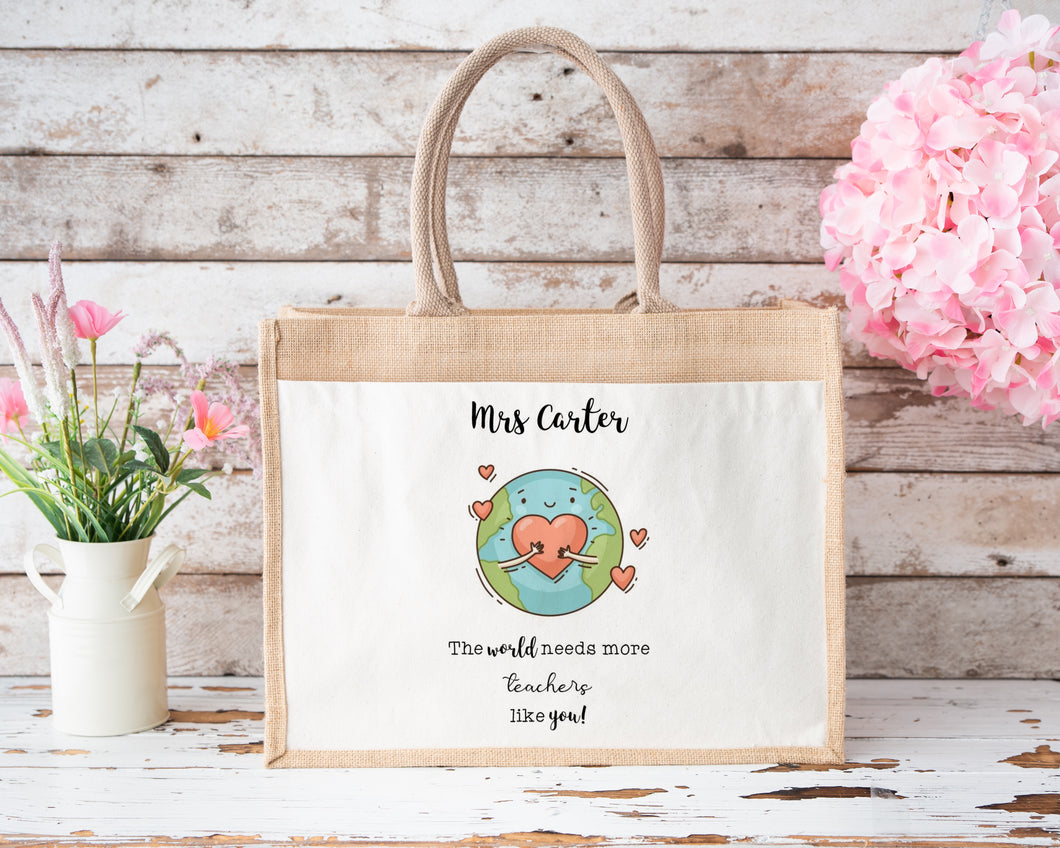 Personalised Teacher Jute Bag-The Persnickety Co