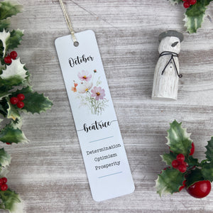 Birth Flower Personalised  Bookmark