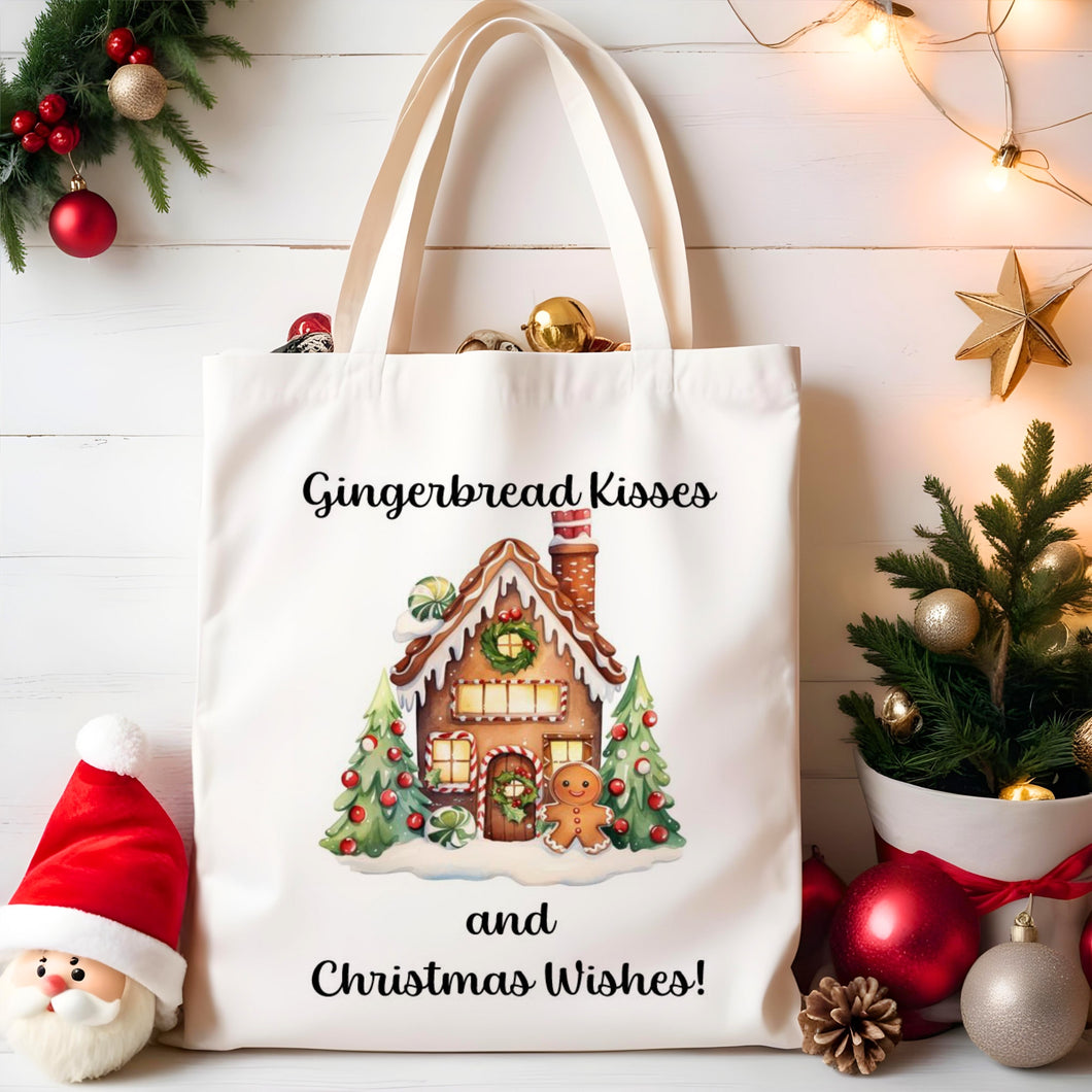 Christmas Tote Bag - Gingerbread Kisses-The Persnickety Co